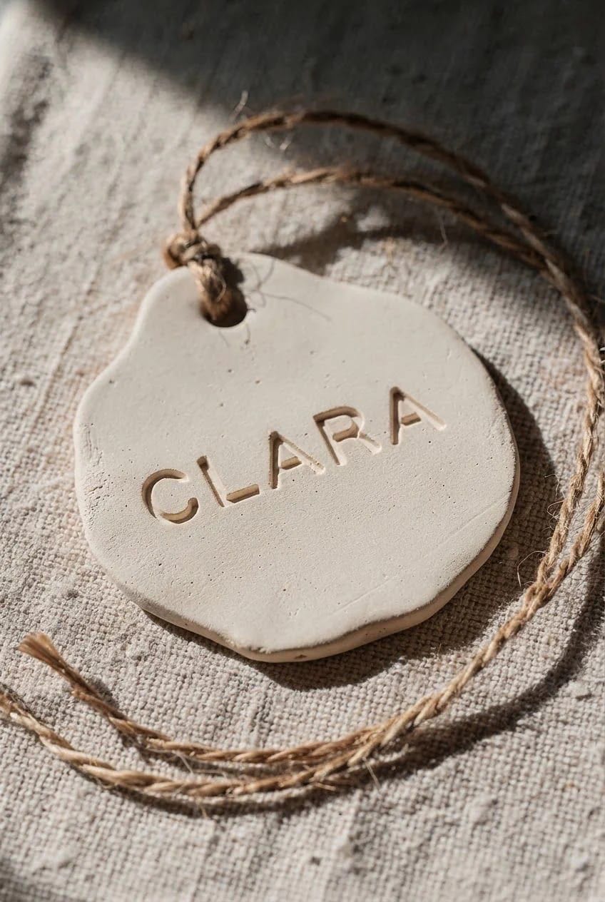 alphabet-stamped clay name tags that stay legible when dry 1