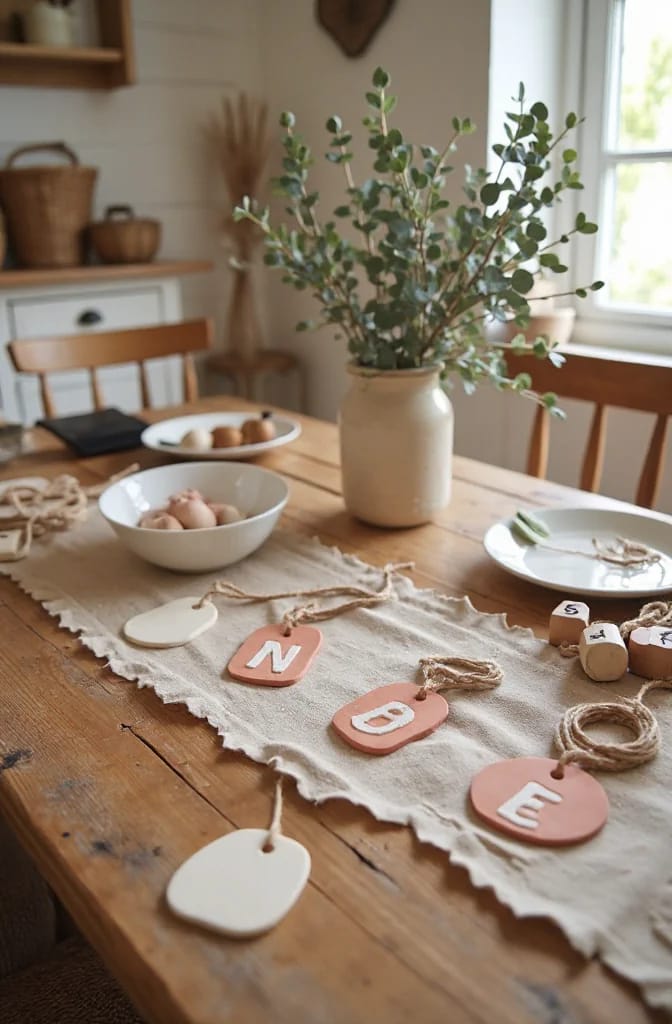 alphabet-stamped clay name tags that stay legible when dry 1
