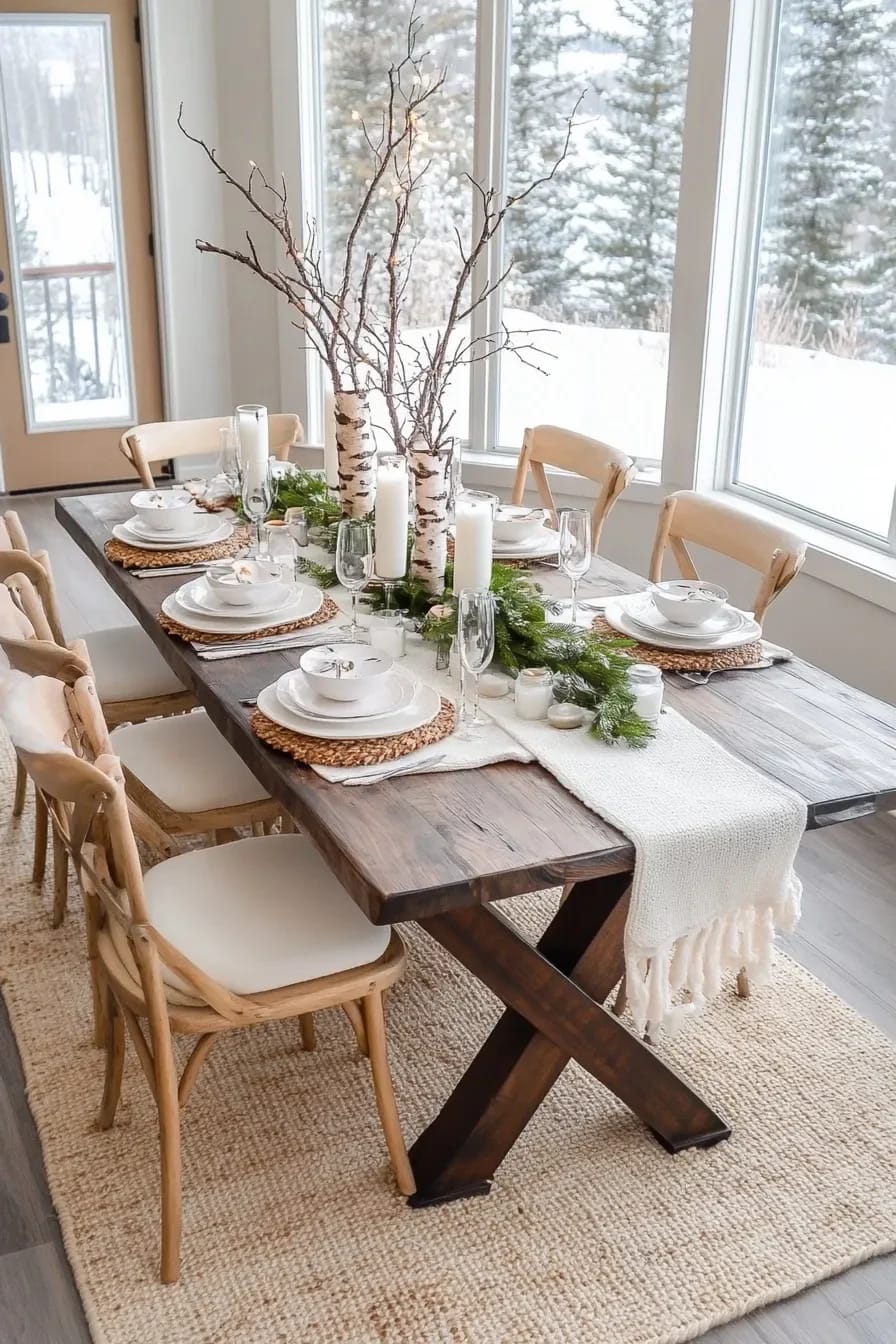 Bare Branch Winter Centerpiece Ideas for a January Table 10 birch logs give the branches a base that isn't a vase 1