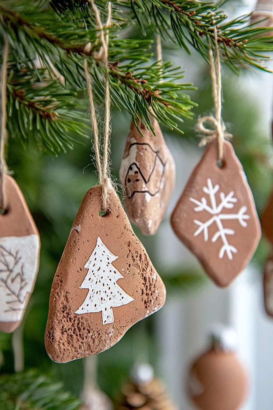 Terracotta Clay Christmas Ornaments for an Earthy Tree 3 broken pot shards are the terracotta you already own 1