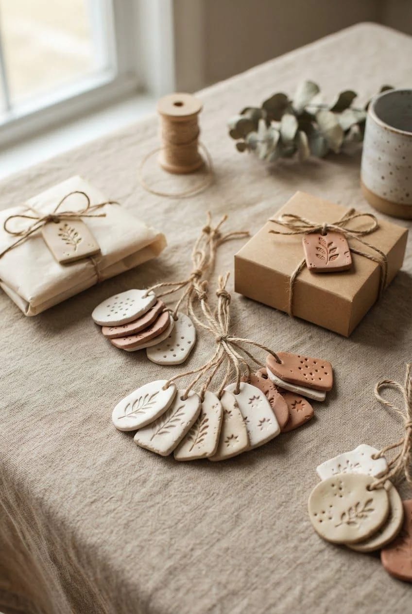bundles of mini clay tags for hostess and teacher gifts 1