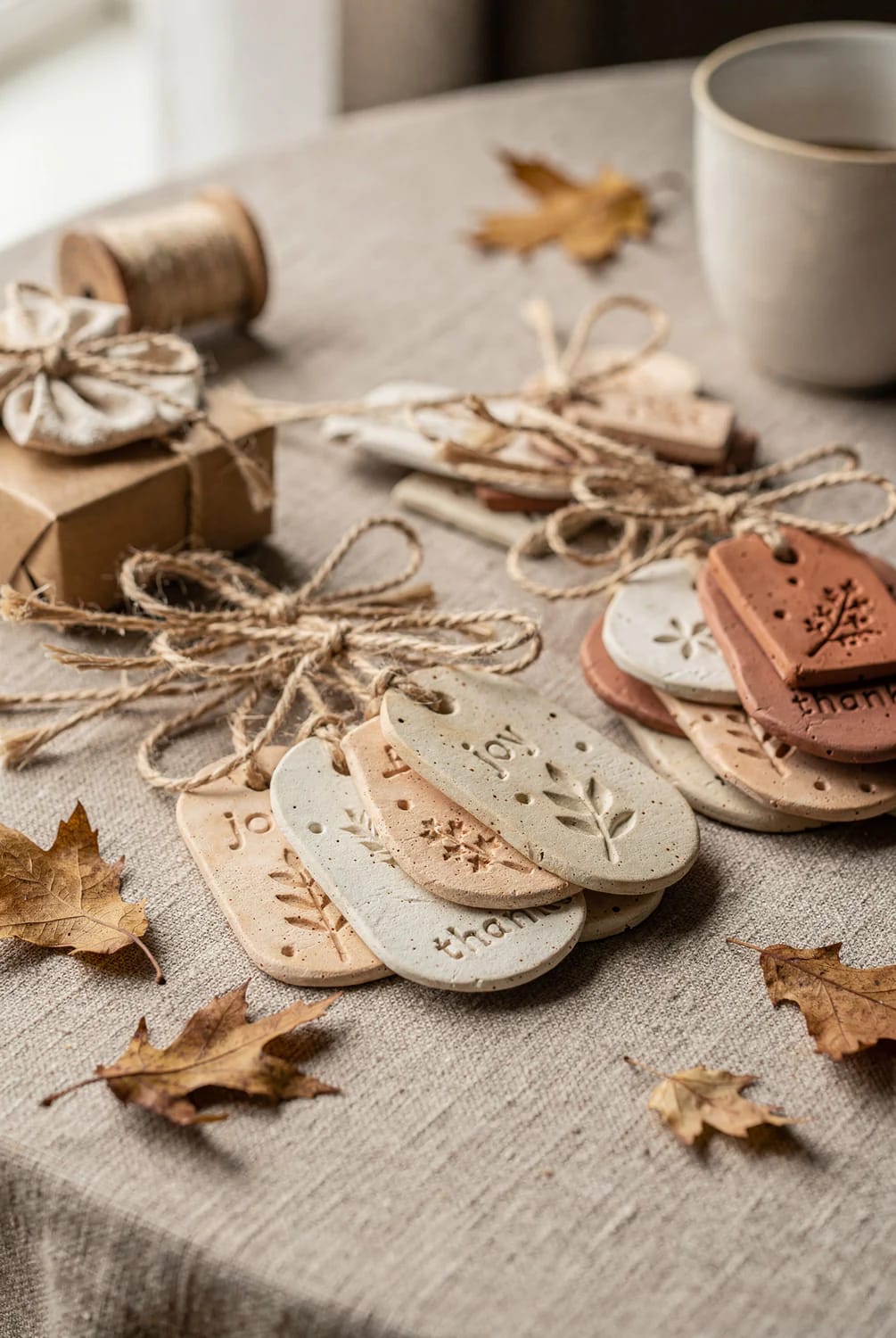 bundles of mini clay tags for hostess and teacher gifts 1