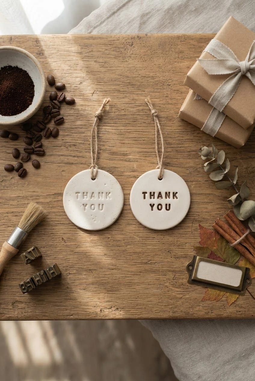 coffee-rubbed lettering for clay tags you can read across a room 1