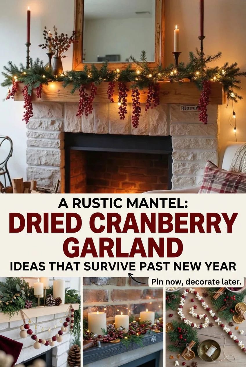 Dried Cranberry Garland for a Rustic Mantel: Ideas That Survive Past New Year 2 dried cranberry garland for a rustic mantel 1