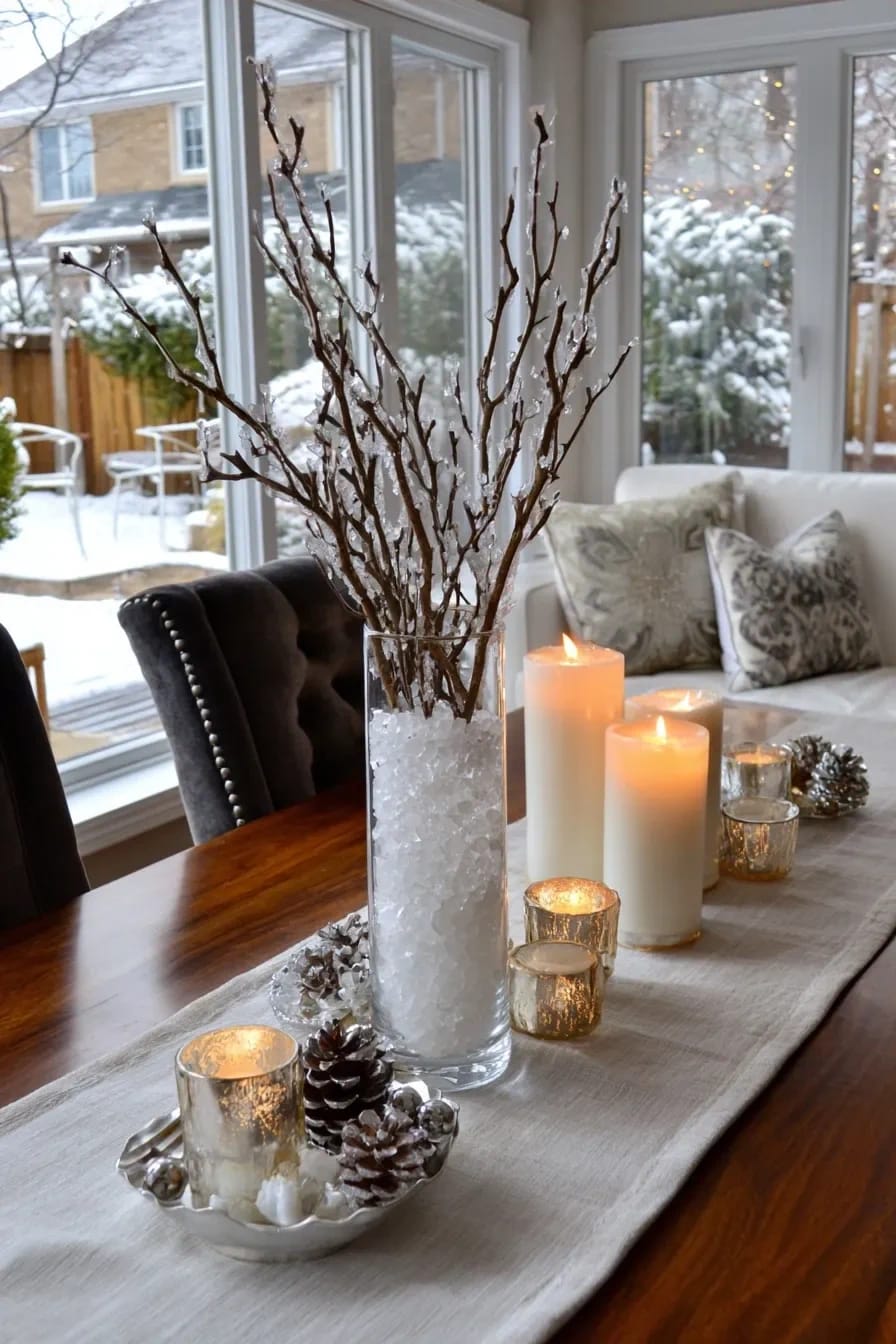 Bare Branch Winter Centerpiece Ideas for a January Table 19 grow salt crystals on the twigs instead of reaching for glitter 1