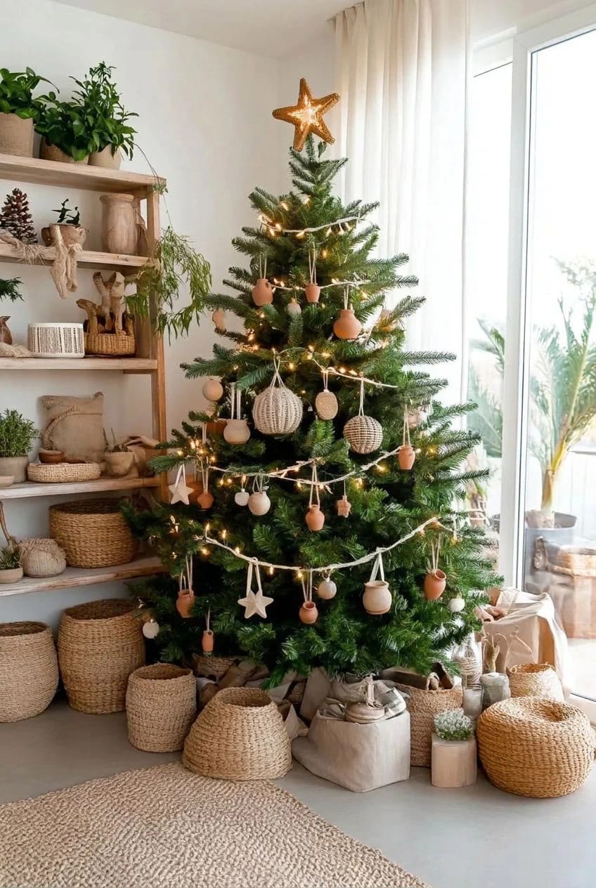 Terracotta Clay Christmas Ornaments for an Earthy Tree 5 mini terracotta pot bells with a wooden bead for a clapper 1