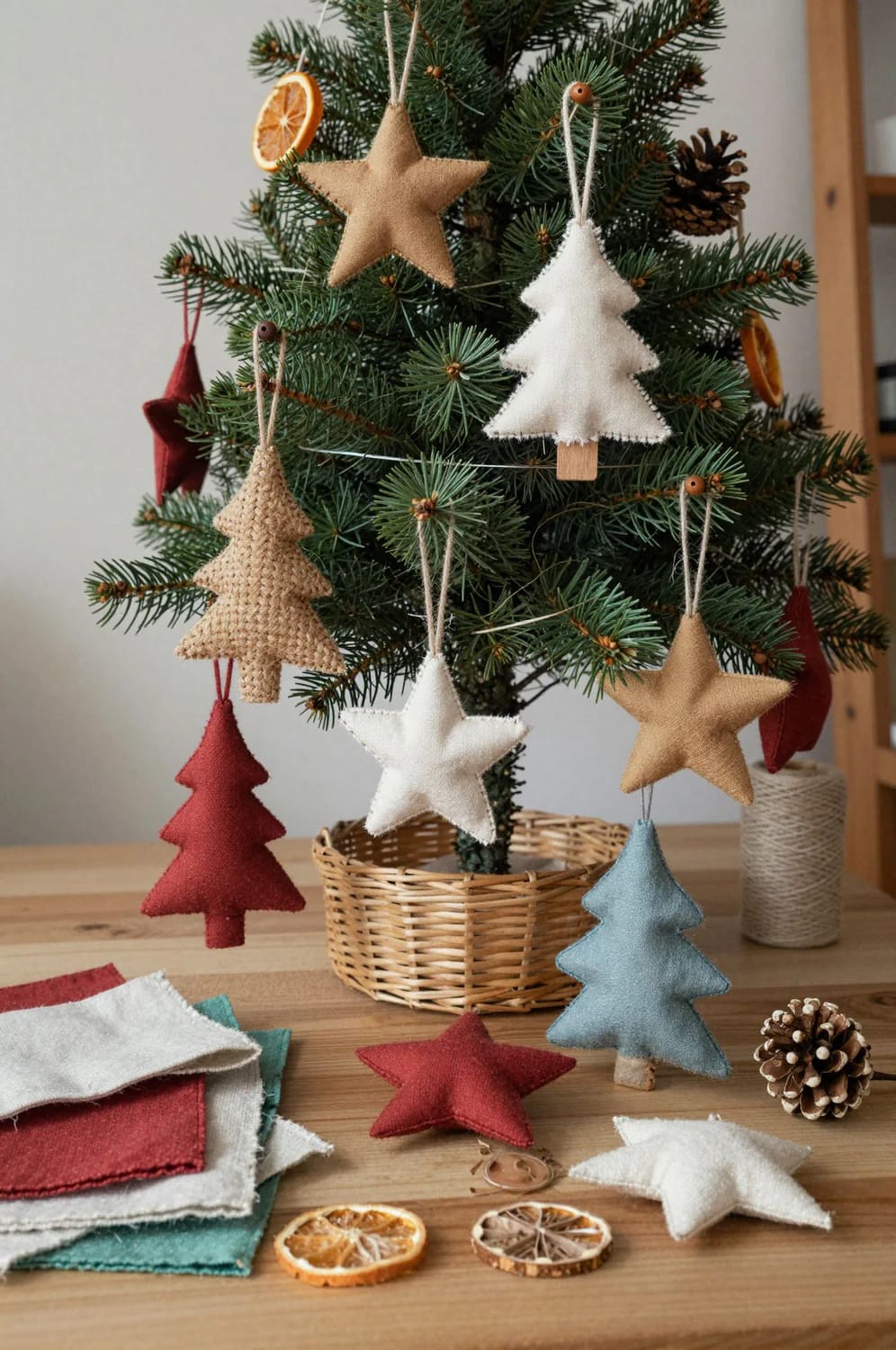 Biodegradable Christmas Tree Decorations That Actually Compost 20 naturally dyed cotton and linen scraps give you colour without glitter 1
