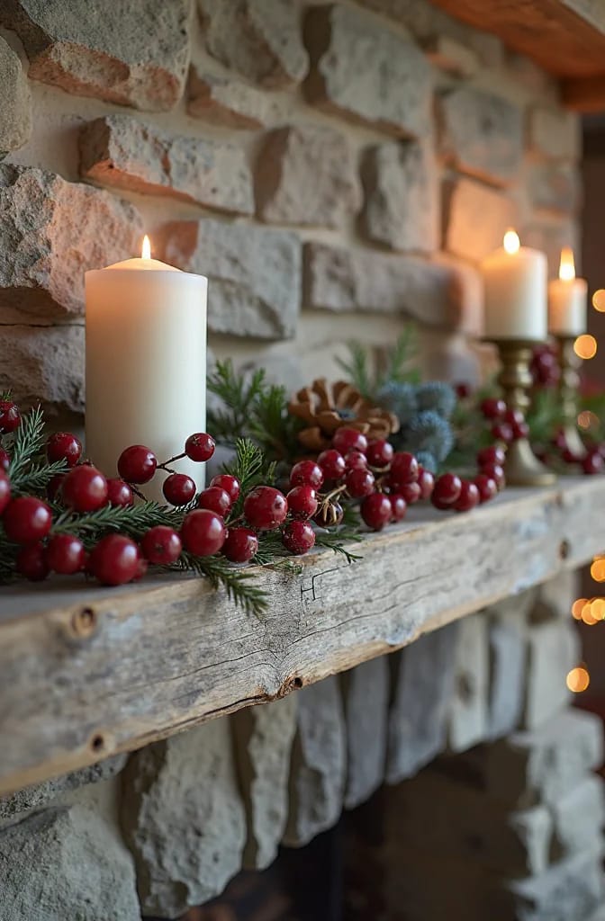 Dried Cranberry Garland for a Rustic Mantel: Ideas That Survive Past New Year 4 one long cranberry strand, swagged in three uneven dips 1