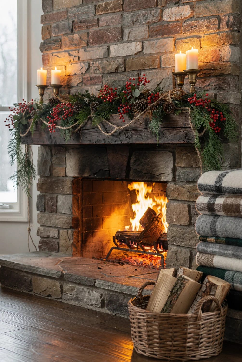 Dried Cranberry Garland for a Rustic Mantel: Ideas That Survive Past New Year 14 over a working fire, swap cranberries for rose hips or winterberry 1