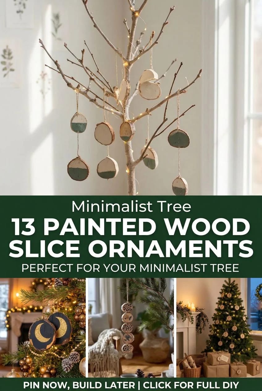 13 Painted Wood Slice Ornaments for a Minimalist Tree 2 painted wood slice ornaments for a minimalist tree 1