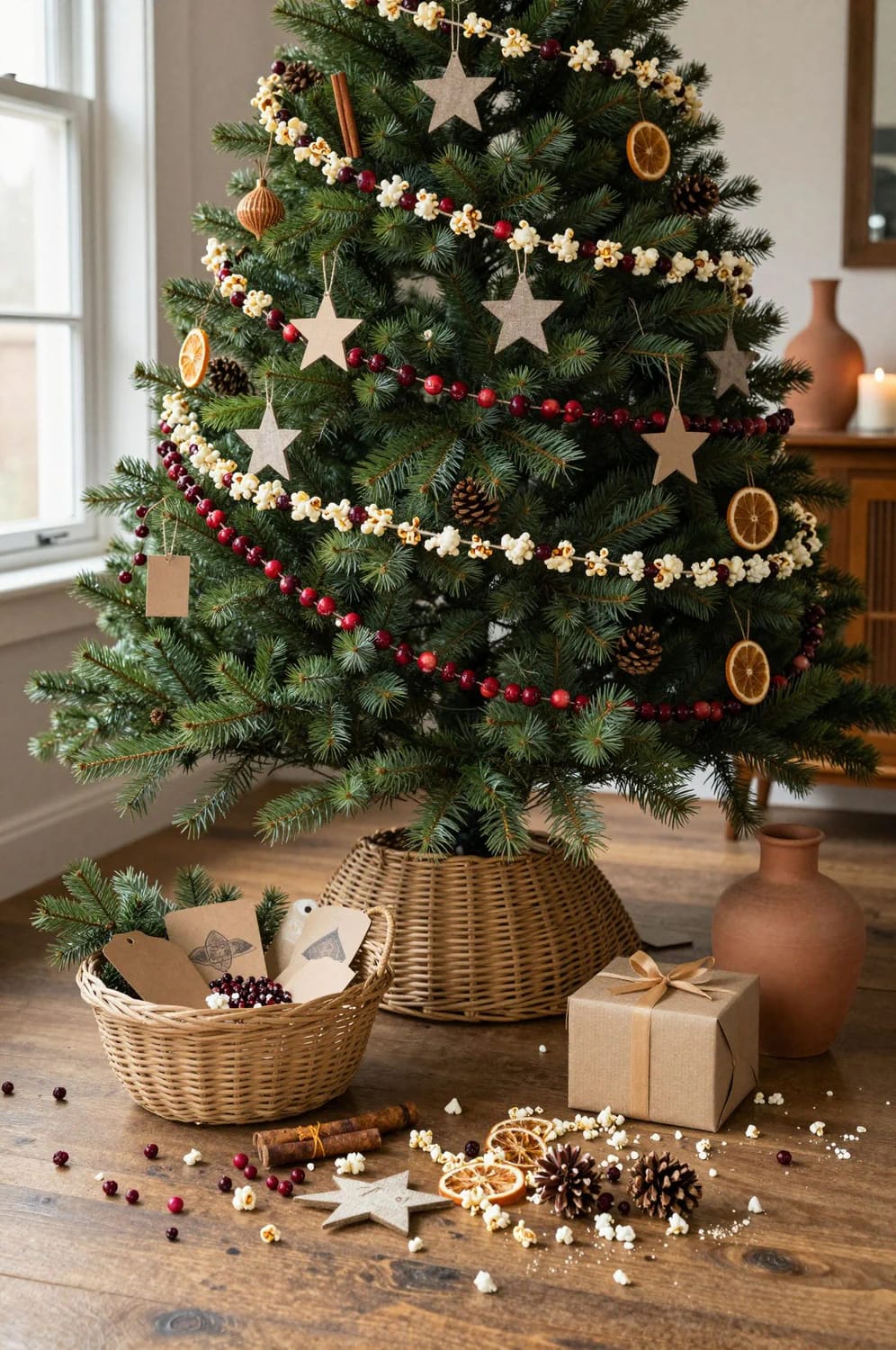 Biodegradable Christmas Tree Decorations That Actually Compost 8 popcorn and cranberry garlands are the cheapest thing on the tree and the fastest to break down 1