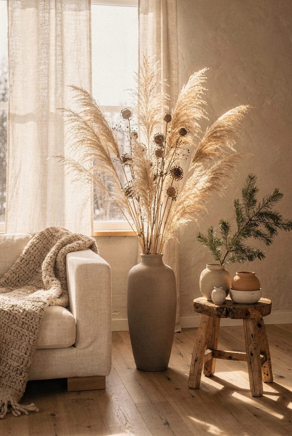 Dried Seedhead and Pampas Winter Arrangements That Don't Read as Leftover Fall 14 put the seedheads where the low winter sun gets behind them 1