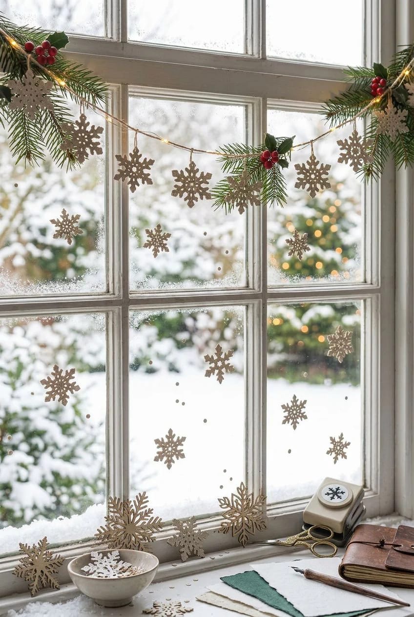 snowflakes punched from bought seed paper sheets 1