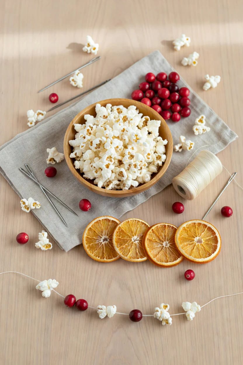 How to Make a Cranberry and Popcorn Garland for a Vintage Christmas Tree 3 what you need 1